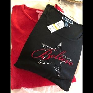 Women’s Plus 3X Fleece Pullover Xmas Long SL NEW